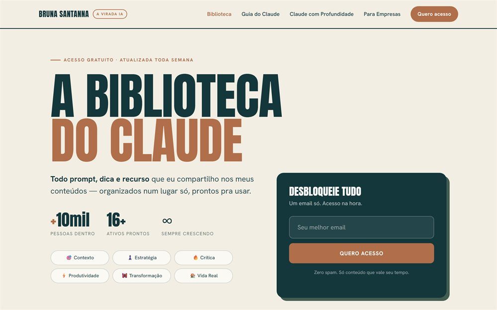 Página A Biblioteca do Claude publicada no site brunasantanna.com